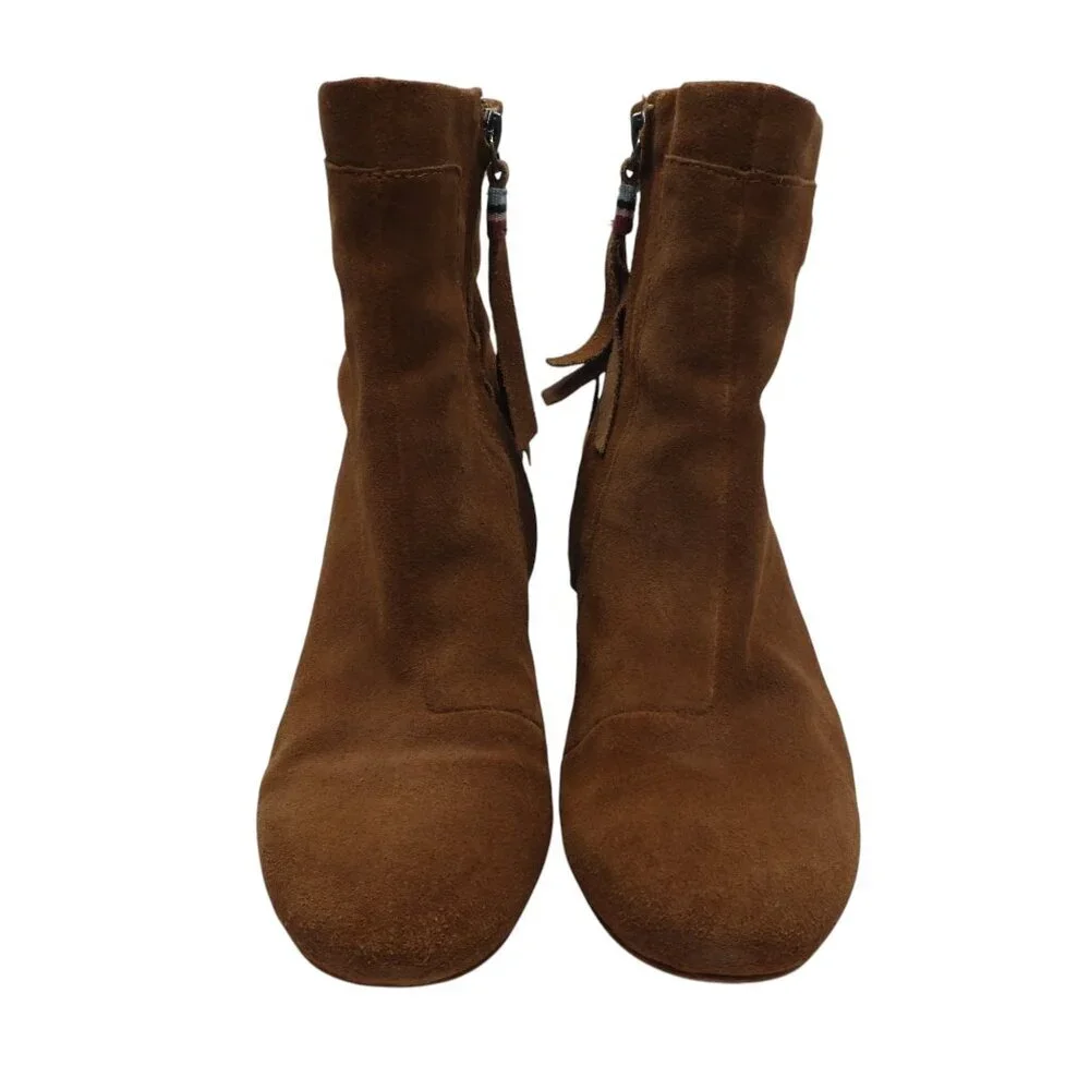 Toms Evie Brown Suede Heeled Ankle Boots Womens 7.5‎